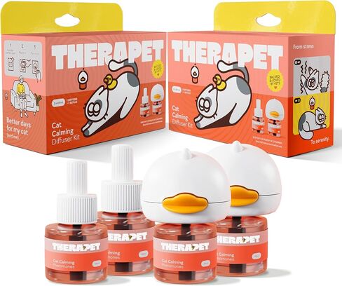 TherapetMD 60-Day Cat Calming Diffuser - Cat Pheromone Diffuser for Stress, Pee Spraying, Cat Fighting, Aggression, Excessive Meowing & Scratching - 60-Day Refill Included - Packaging May Vary in Kuwait
