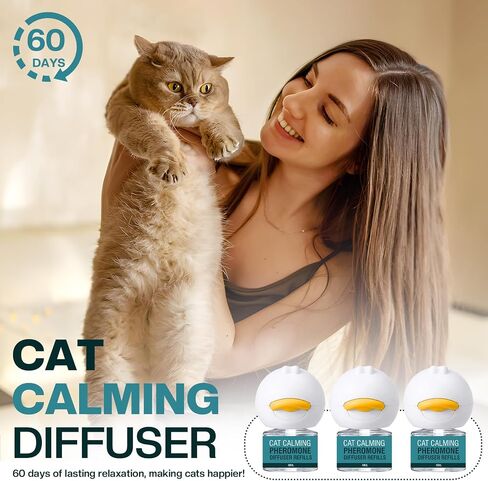 Cat Calming Diffuser 6 in 1 Multicat Calming Pheromones Diffusers Relief Stress Anxiety Fighting Scratching 90 Days Calm Relaxing Pheromone for Cats kit 48ml Refill Fits All Common Diffuser Plug In in Kuwait