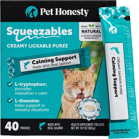 Pet Honesty Vet Backed Cat Calming Supplement Puree, Salmon, 20 Ct in Saudi Arabia