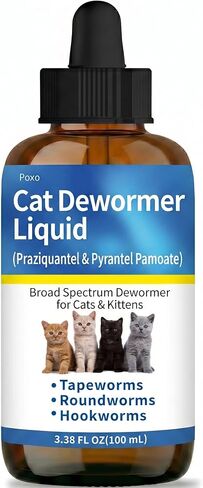 Broad Spectrum Dewormer Liquid for Cats and Kittens ( Praziquantel & Pyrantel Pamoate), No-Stress Dosing - Vet-Grade Defense - Safe for 6 Weeks+ | 100 mL in Saudi Arabia