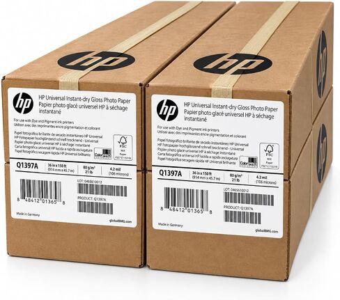 HP Wide Format Universal Bond Paper 36 in x 150 ft, 2 Roll Bundle 4.2 mil - 80 g/m² (21 lbs)2" Core - Q1397A-2R in Kuwait