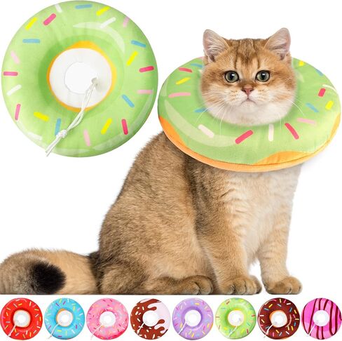 Hpetppy Cat Cone Collar Soft, Cat Recovery Collar for Wound Healing Cute Donut Adjustable Kitten Cones to Stop Licking Comfortable Lightweight Neck Elizabethan Collars for Kittens After Surgery in Kuwait