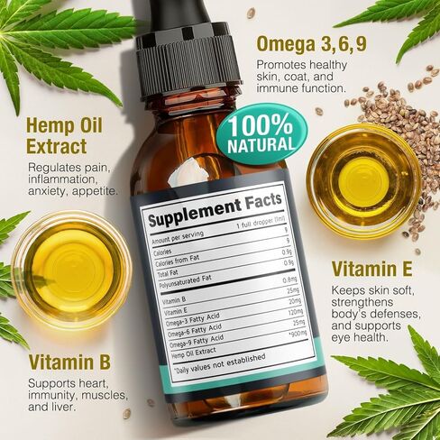 Hemp Oil for Dogs, Cats - Natural Calming Pet Anxiety, Stress & Pain Relief in Kuwait