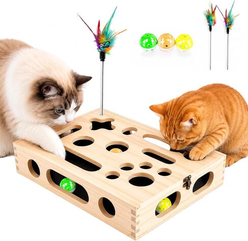 Large Cat Nail File Box, Sturdy Wood Cat Scratch Puzzle Enrichment Box in Saudi Arabia