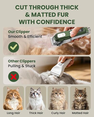 M&M Star Cat Clippers for Matted Hair, 3-Speed Quiet Cordless Cat Shaver, All-Metal Body Cat Hair Trimmer for Long Haired Cats, Cat Grooming Kit, Pet Clippers for Cats & Dogs in Kuwait