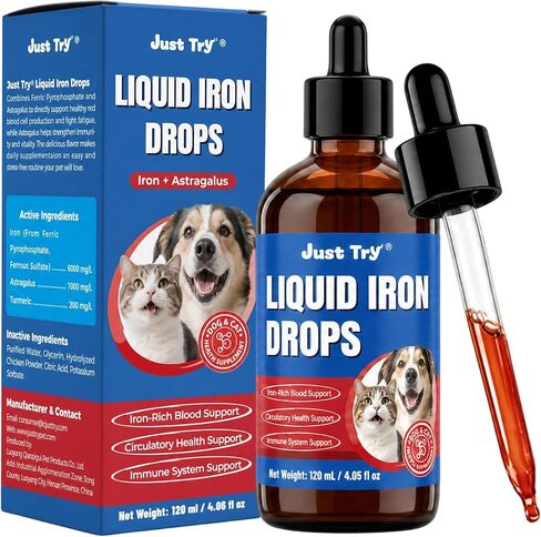 Just Try Iron Liquid Supplement, Iron for Dogs&Cats, Dog Supplements,4.06oz in Kuwait
