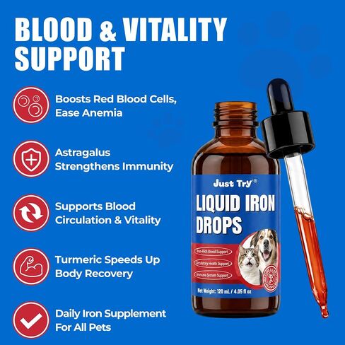 Just Try Iron Liquid Supplement, Iron for Dogs&Cats, Dog Supplements,4.06oz in Kuwait