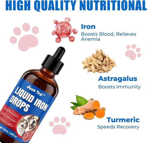 Just Try Iron Liquid Supplement, Iron for Dogs&Cats, Dog Supplements,4.06oz in Kuwait