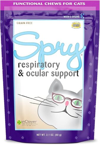 In Clover Spry Daily Respiratory and Ocular Support Soft Chews for Cats, with L-Lysine, Superfoods, and Prebiotics for a Strong Immune System, 2.1 oz. (60 count) in Kuwait