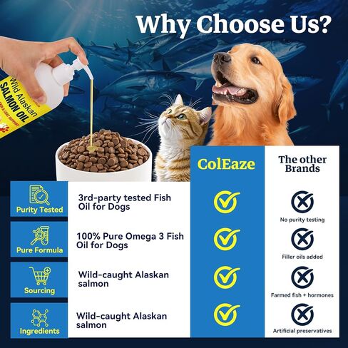 Wild Alaskan Salmon Oil for Dogs & Cats - Pure Liquid Fish Oil Skin Coat Supplement with Omega 3 6 9 Food Topper, Dry Itchy Skin, Supports Joint Heart Brain Immune Health, 32 fl oz in Saudi Arabia