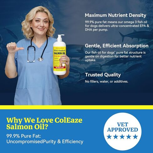 Wild Alaskan Salmon Oil for Dogs & Cats - Pure Liquid Fish Oil Skin Coat Supplement with Omega 3 6 9 Food Topper, Dry Itchy Skin, Supports Joint Heart Brain Immune Health, 32 fl oz in Saudi Arabia