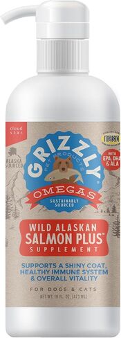 Grizzly Wild Alaskan Salmon Oil Dog Food Supplement Omega 3 Fatty Acids, 16 oz in Saudi Arabia