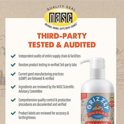 Grizzly Wild Alaskan Salmon Oil Dog Food Supplement Omega 3 Fatty Acids, 16 oz in Saudi Arabia
