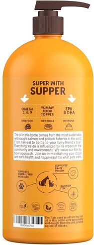 Petsmont Omega Love+ Wild Alaskan Salmon Oil for Dogs Formula 32 oz - Fish Omega Liquid Pump Cats Supports Joint Function Immune Heart Health Food Supplement Pets Natural EPA DHA Fatty Acids in Saudi Arabia