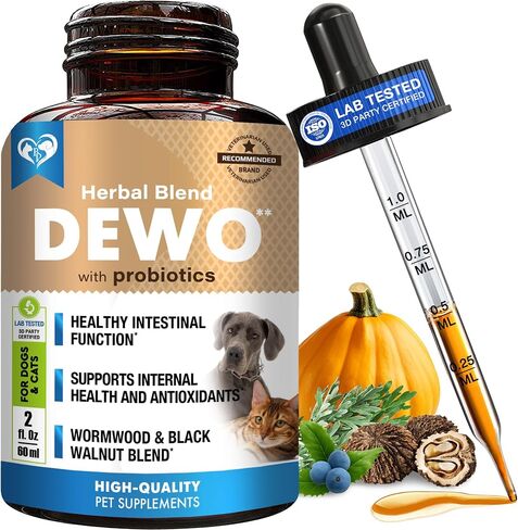 Natural Intestinal Defense for Dogs & Cats – Herbal Cleanse with Black Walnut & Probiotic – Promotes Healthy Gut & Flora Balance – Advanced Broad Spectrum Formula – Made in USA in Kuwait