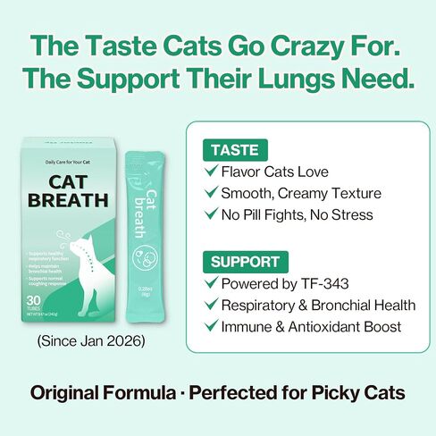Doctor By Cat Breath Bronchial Supplements Cat Sneezing Treatment Asthma Cold Cough Nose Relief Respiratory&Immune Support with TF-343-30 lickable Formula Individually Packaged, Chicken (1 Pack) in Saudi Arabia