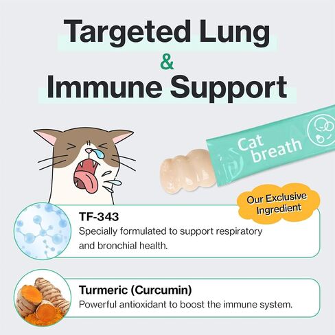 Doctor By Cat Breath Bronchial Supplements Cat Sneezing Treatment Asthma Cold Cough Nose Relief Respiratory&Immune Support with TF-343-30 lickable Formula Individually Packaged, Chicken (1 Pack) in Saudi Arabia