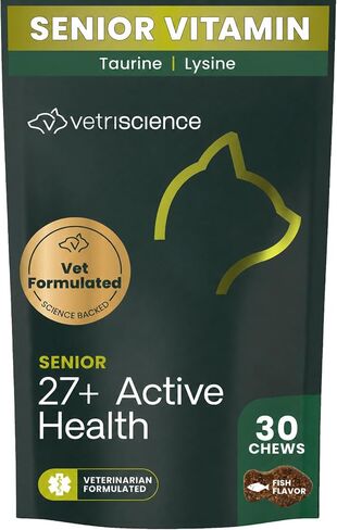 VetriScience Senior 27+ Active Health Chews for Senior Cats, Fish, 30 Count in Kuwait