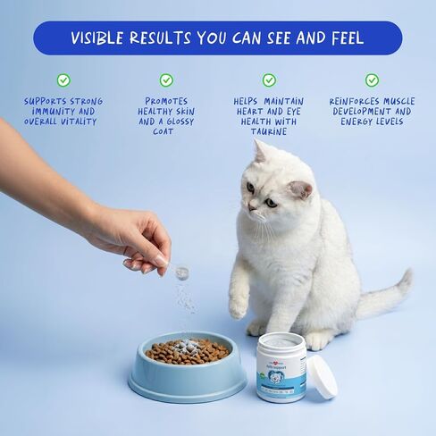Taurine for Cats Multivitamin with L-Lysine, Spirulina & Fish Oil, 120g in Saudi Arabia
