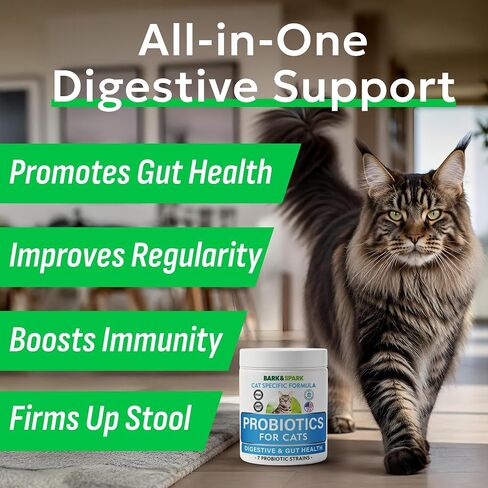 BARK&SPARK Cat Probiotic Powder, 108 Servings – Digestive Health Support in Kuwait