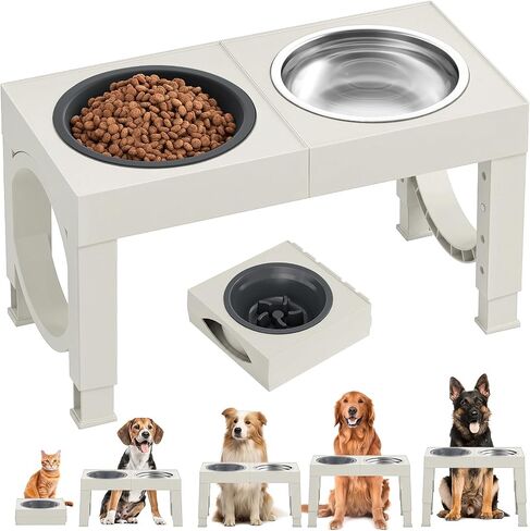 XIAZ Elevated Dog Bowls Large Breed Raised Dogs Bowl Stand Large/Medium Sized Dog Stainless Steel Food Water Bowl Stands 5 Heights Adjustable 9/11/12/14in Black Pet Feeder Dish Station in Kuwait