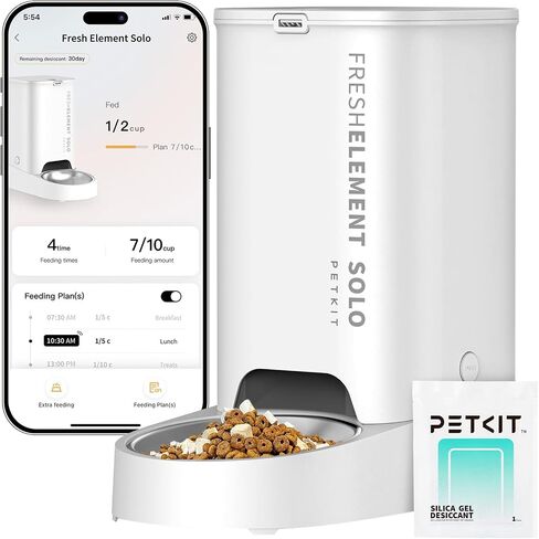 PETKIT Automatic Cat Feeder, 2.4G WiFi Automatic Dog Feeder, App Control Pet Food Dispenser with Triple Fresh-Lock System, Schedule Feeding, Food Shortage Alert, Dual Power-Charge&Battery,3L Capacity in Kuwait