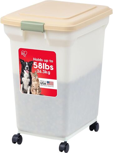 IRIS USA Dog Food Storage Container, Up to 58 lbs, Smoke Black, Made in USA in Saudi Arabia