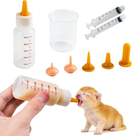 Pet Feeding Bottle and Syringe Set for Puppies and Kittens(1 Bottles,2 Syringes,6 Nipples,1 Storage Measuring Cup) in Saudi Arabia