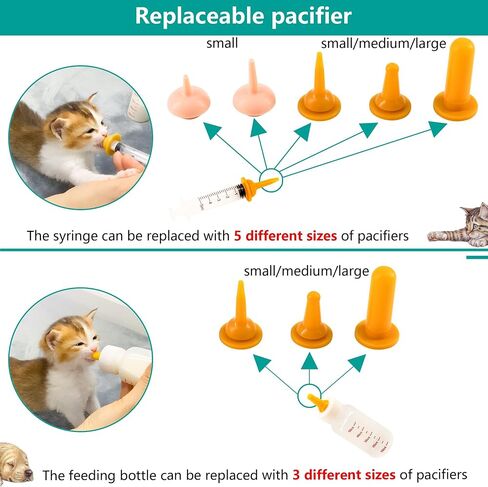 Pet Feeding Bottle and Syringe Set for Puppies and Kittens(1 Bottles,2 Syringes,6 Nipples,1 Storage Measuring Cup) in Saudi Arabia