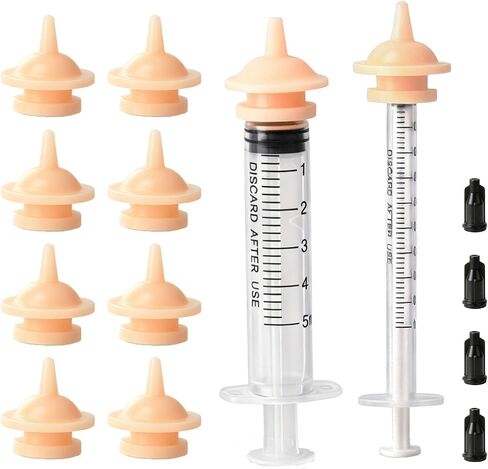 Pet Feeding Syringes with Nipples, 10pack Mini Pet Feeding Nipples and 2 Syringes Tools (5ml/10ml), for Small Cat Dog Animals,Newborn Kittens, Puppies, Rabbits, Small Animals, Squirrel in Kuwait