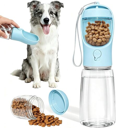 Portable Dog Water Bottle with Food Container, Drinking Bottle for Travel in Kuwait