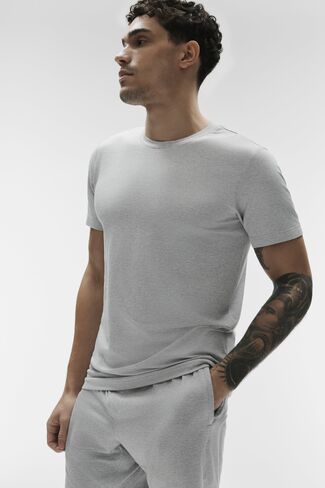 Alo Yoga Conquer Reform Crewneck Short Sleeve - Vintage Athletic Heather in Saudi Arabia