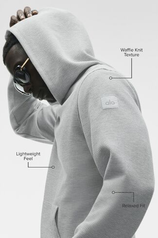 Alo Yoga Waffle Lounge Hoodie - Athletic Heather Grey in Saudi Arabia