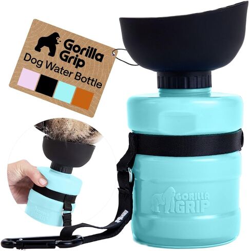 GORILLA GRIP Portable Dog Water Bottle, Food Grade Silicone, 20oz Black in Saudi Arabia