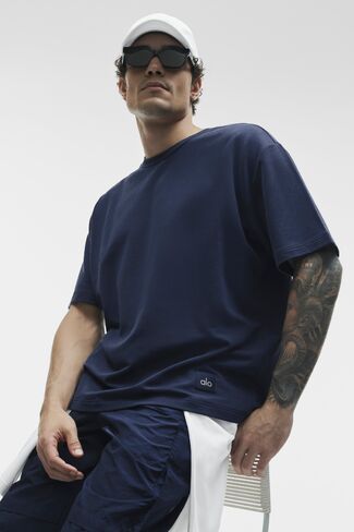 Alo Yoga Double Take Short Sleeve - Navy in Saudi Arabia