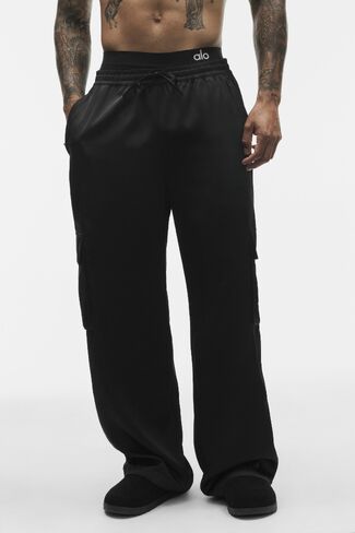 Alo Yoga Satin Horizon Straight Leg Cargo Pant - Black in Saudi Arabia