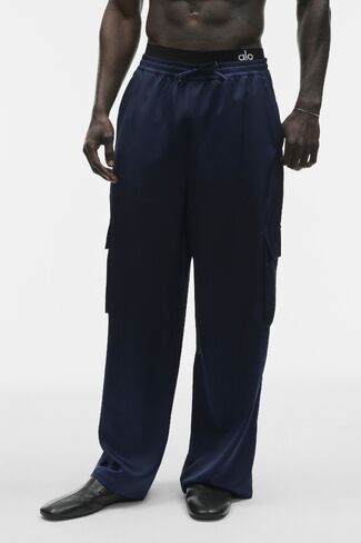 Alo Yoga Satin Horizon Straight Leg Cargo Pant - Navy in Saudi Arabia