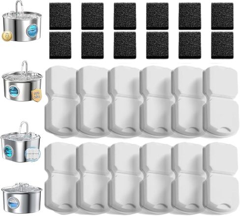 GIOTOHUN 24 Cat Water Fountain Filter: 12 Filters & 12 Sponges in Saudi Arabia