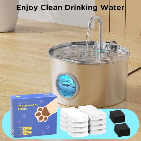 GIOTOHUN 24 Cat Water Fountain Filter: 12 Filters & 12 Sponges in Saudi Arabia