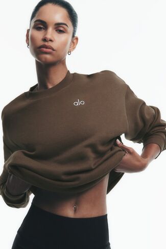 Alo Yoga Accolade Crew Neck Pullover - Java Brown in Saudi Arabia