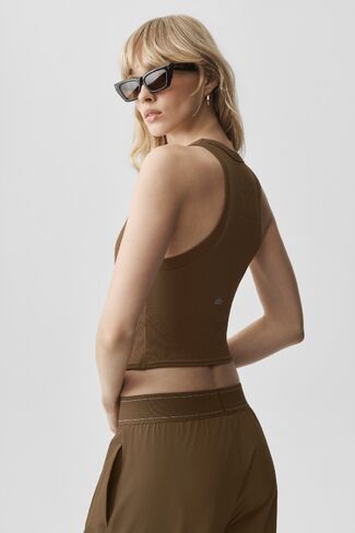 Alo Yoga Goddess Ribbed Go-To Tank - Java Brown in Kuwait