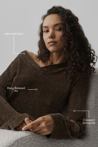 Alo Yoga Micro Chenille Cropped V-Neck Coverup - Espresso in Kuwait