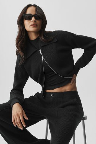 Alo Yoga Cashmere Wool Harmony Full Zip Jacket - Black in Kuwait