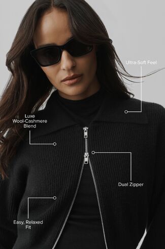 Alo Yoga Cashmere Wool Harmony Full Zip Jacket - Black in Kuwait