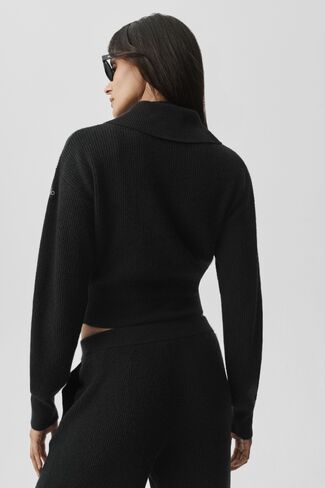 Alo Yoga Cashmere Wool Harmony Full Zip Jacket - Black in Kuwait
