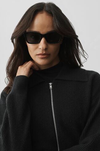 Alo Yoga Cashmere Wool Harmony Full Zip Jacket - Black in Kuwait