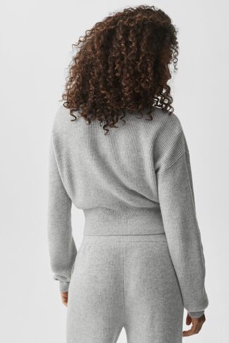 Alo Yoga Cashmere Wool Harmony Full Zip Jacket - Athletic Heather Grey in Kuwait
