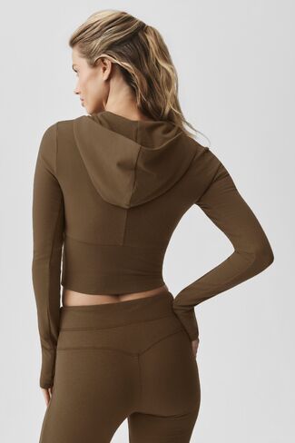 Alo Yoga Sway Full Zip Hoodie - Java Brown in Kuwait
