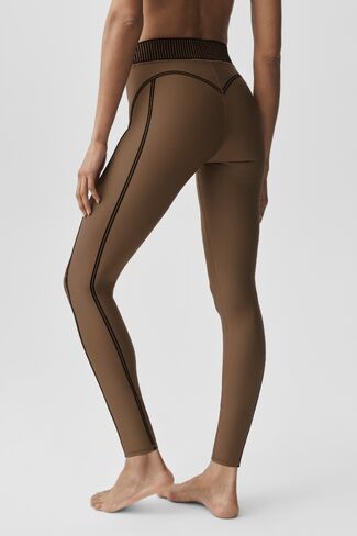 Alo Yoga Airlift High-Waist 7/8 Line Up Legging - Java Brown in Kuwait