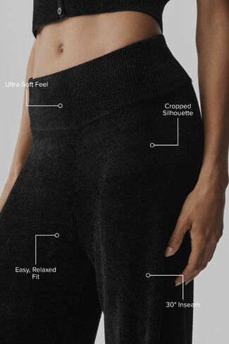 Alo Yoga Micro Chenille High-Waist Straight Leg Pant - Black in Kuwait
